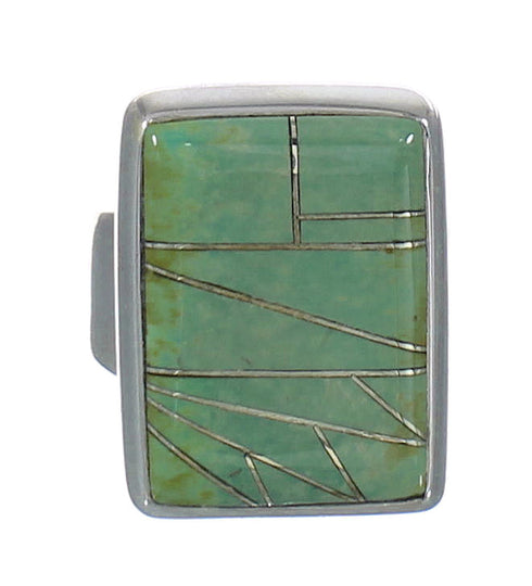 Turquoise Inlay Southwest Sterling Silver Ring Size 7-1/2 MX62300