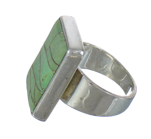 Sterling Silver Turquoise Inlay Ring Size 6-3/4 MX62310