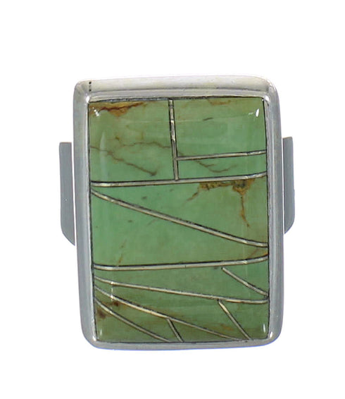 Turquoise Inlay Sterling Silver Jewelry Ring Size 8-3/4 MX62313