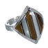 Southwest Genuine Sterling Silver Multicolor Inlay Ring Size 6-1/4 VX61598