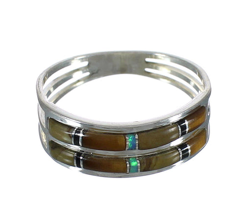 Southwest Sterling Silver And Multicolor Inlay Ring Size 5-1/2 VX61753