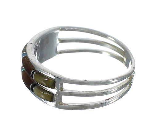 Southwest Sterling Silver And Multicolor Inlay Ring Size 5-1/2 VX61753