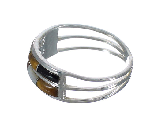 Multicolor Inlay And Authentic Sterling Silver Ring Size 8-3/4 VX61848