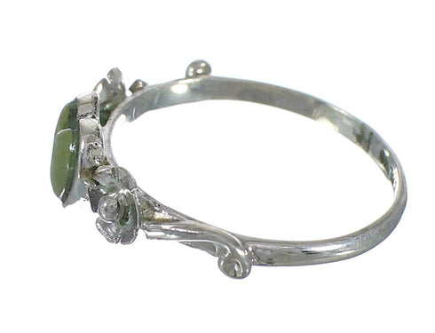 Southwestern Sterling Silver And Turquoise Heart Flower Ring Size 6-1/4 WX80384