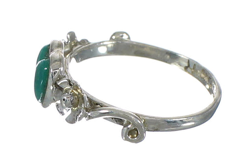 Southwestern Turquoise Heart Silver Flower Ring Size 5-1/2 WX80411