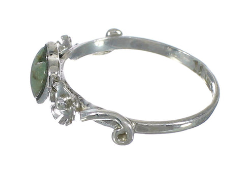 Southwest Silver Turquoise Heart Flower Ring Size 7-1/4 WX80446
