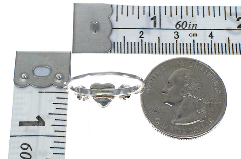 Southwest Silver Turquoise Heart Flower Ring Size 7-1/4 WX80446