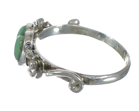Southwestern Turquoise And Genuine Sterling Silver Heart Flower Ring Size 6-3/4 WX80465