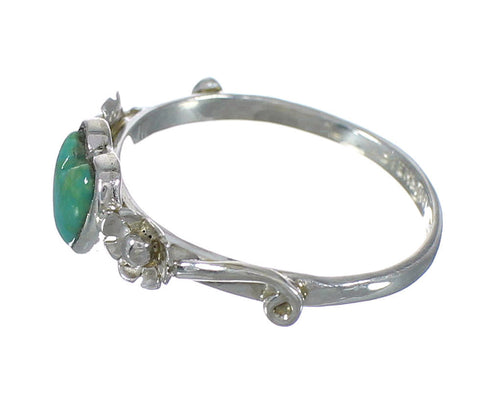 Southwest Turquoise Authentic Sterling Silver Heart Flower Ring Size 5-3/4 WX80551