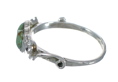 Turquoise Southwestern Authentic Sterling Silver Heart Flower Ring Size 5-3/4 WX80576