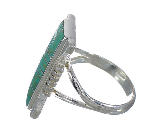 Silver Southwestern Turquoise Ring Size 7 QX80271