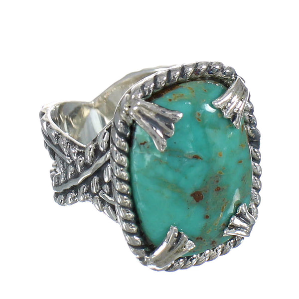 Southwestern Turquoise Authentic Sterling Silver Ring Size 4-3/4 QX80454