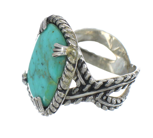 Southwestern Turquoise Sterling Silver Ring Size 6-1/2 RX62095