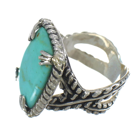 Turquoise And Genuine Sterling Silver Ring Size 6-3/4 RX62128