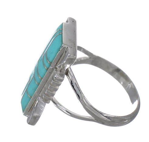 Sterling Silver And Southwestern Turquoise Ring Size 8-1/4 RX62178