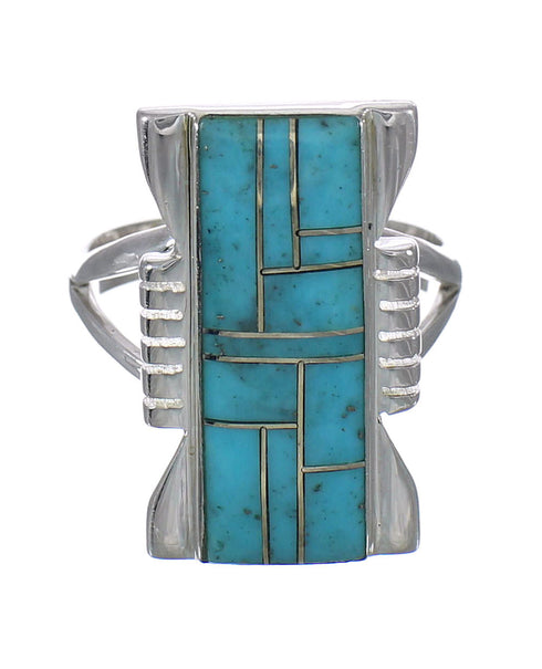 Authentic Sterling Silver Southwest Turquoise Ring Size 6-1/2 RX62240