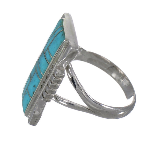 Southwestern Turquoise Genuine Sterling Silver Ring Size 5-1/4 RX62206