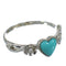 Turquoise Heart Flower Authentic Sterling Silver Ring Size 6-3/4 RX62333