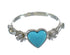 Southwest Turquoise Heart And Flower Sterling Silver Ring Size 7-3/4 RX62359