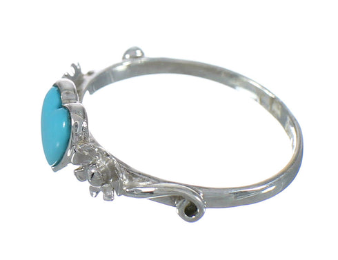 Southwest Turquoise Heart And Flower Sterling Silver Ring Size 7-3/4 RX62359