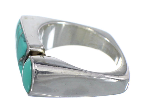Genuine Sterling Silver Turquoise Southwest Ring Size 8-1/4 VX61406