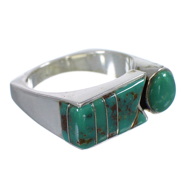 Southwest Sterling Silver Turquoise Jewelry Ring Size 8-1/2 VX61409