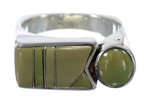 Southwest Genuine Sterling Silver Turquoise Inlay Ring Size 8-3/4 VX61425