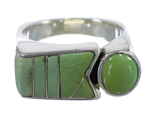 Southwest Sterling Silver And Turquoise Inlay Jewelry Ring Size 6-3/4 VX61450