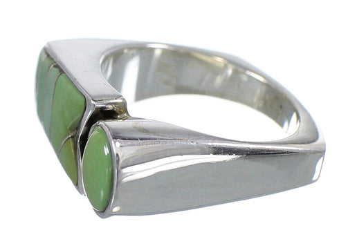 Southwest Sterling Silver And Turquoise Inlay Jewelry Ring Size 6-3/4 VX61450