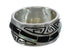 Jet And Opal Inlay Sterling Silver Water Wave Ring Size 5-3/4 AX82668