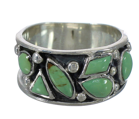 Authentic Sterling Silver Southwestern Turquoise Ring Size 8-1/2 AX92751