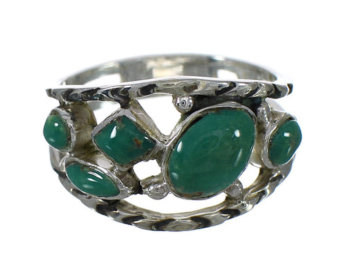 Turquoise And Authentic Sterling Silver Southwestern Ring Size 7-1/2 YX92726