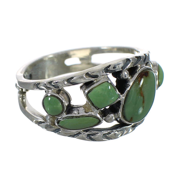 Turquoise Southwestern Silver Ring Size 8 YX92876