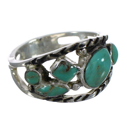 Genuine Sterling Silver Southwestern Turquoise Ring Size 4-3/4 YX92908