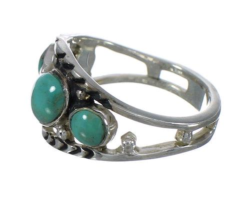 Genuine Sterling Silver Southwestern Turquoise Ring Size 4-3/4 YX92908
