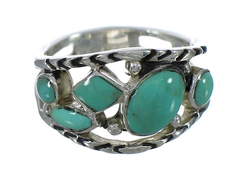 Genuine Sterling Silver Turquoise Southwestern Jewelry Ring Size 6-1/2 YX92942