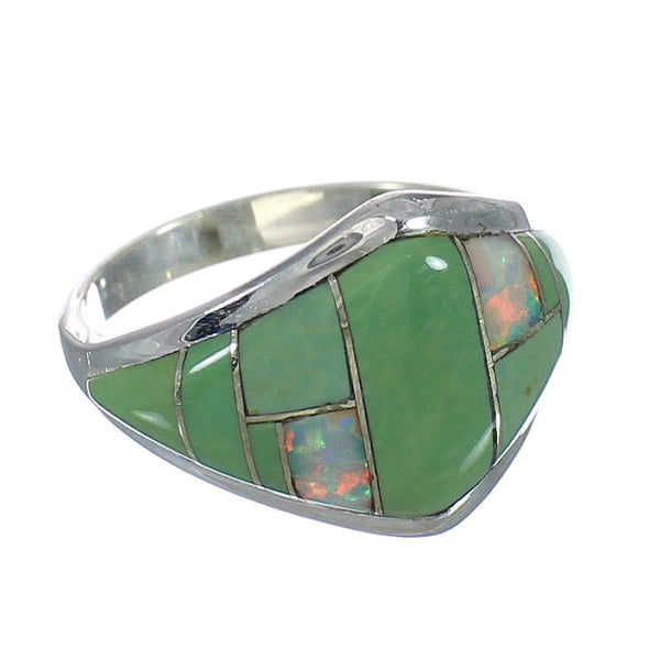 Genuine Sterling Silver Opal Turquosie Southwestern Ring Size 6-1/2 YX82617