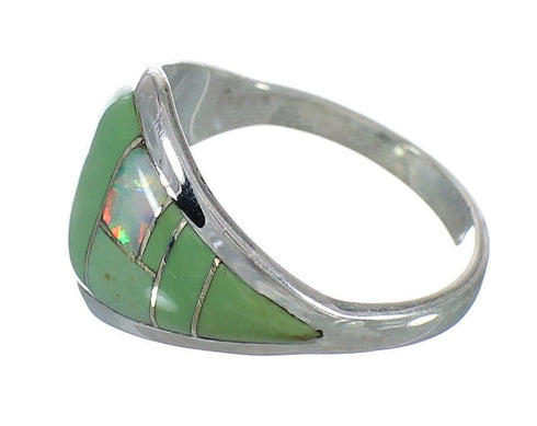 Genuine Sterling Silver Opal Turquosie Southwestern Ring Size 6-1/2 YX82617