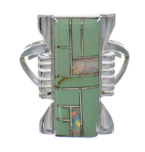Southwest Sterling Silver Turquoise Opal Ring Size 7-3/4 YX82699