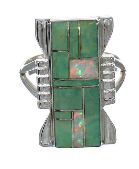 Southwestern Sterling Silver Turquoise Opal Ring Size 6-1/4 YX82703