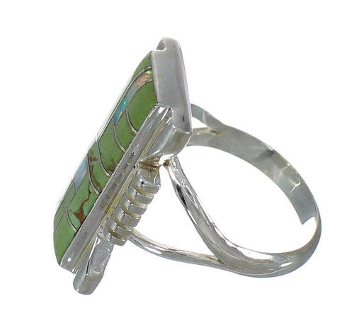Southwestern Genuine Sterling Silver Turquoise Opal Ring Size 6-1/2 YX82711