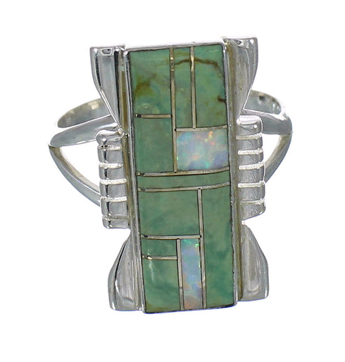 Southwest Authentic Sterling Silver Turquoise Opal Ring Size 8-1/2 YX82716