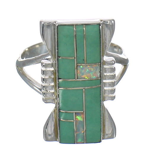 Southwestern Authentic Sterling Silver Turquoise And Opal Ring Size 7 YX82736