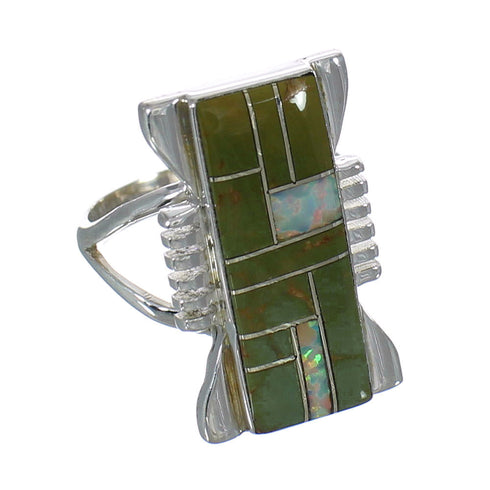 Southwestern Sterling Silver Opal Turquoise Ring Size 8-1/2 YX82752