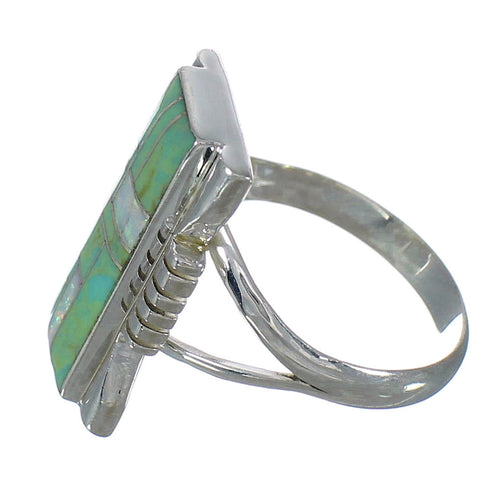 Southwestern Authentic Sterling Silver Opal Turquoise Ring Size 6-3/4 YX82762