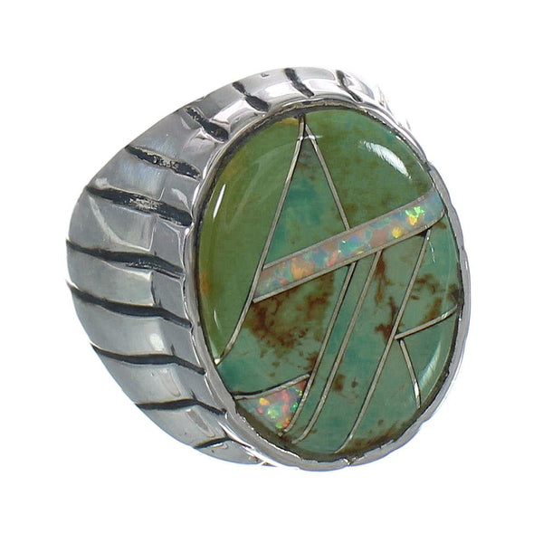 Southwest Turquoise Opal Genuine Sterling Silver Ring Size 12 YX82807