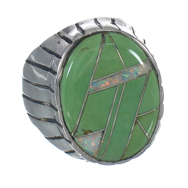 Southwestern Turquoise Opal And Silver Ring Size 11-3/4 YX82821