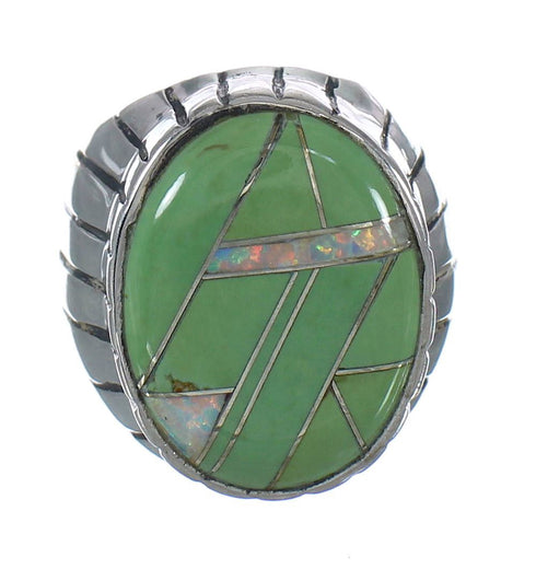 Southwestern Turquoise Opal And Silver Ring Size 11-3/4 YX82821