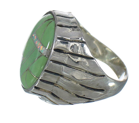 Southwestern Turquoise Opal And Silver Ring Size 11-3/4 YX82821