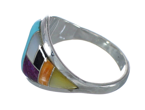 Southwestern Multicolor Sterling Silver Ring Size 7-3/4 YX74961